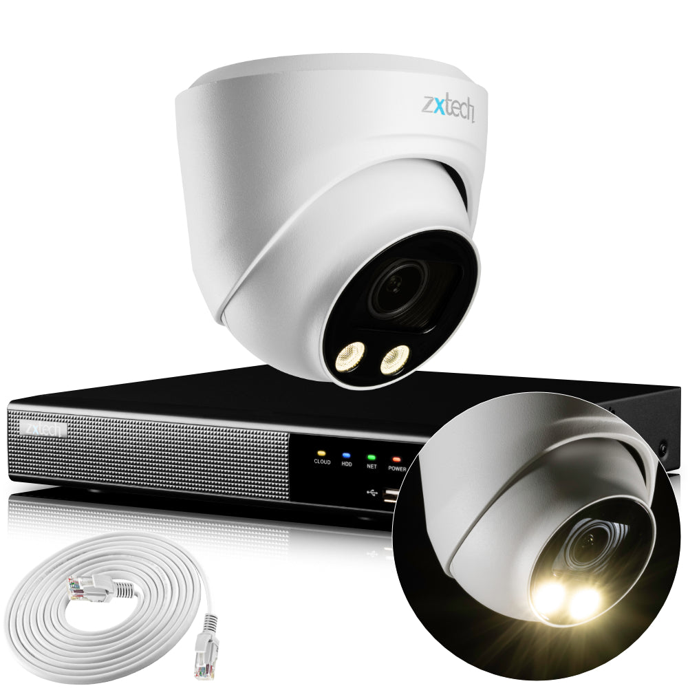 Zxtech 4K CCTV System - 1 x IP PoE Camera Motorised Lens Face Detection Outdoor Sony Starvis | RX1C4Z