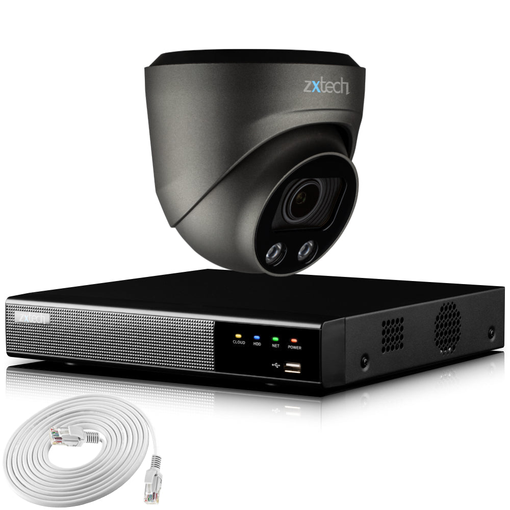 Zxtech 4K CCTV System - 1 x IP PoE Camera Motorised Lens Face Detection Outdoor Sony Starvis | RX1G4Z