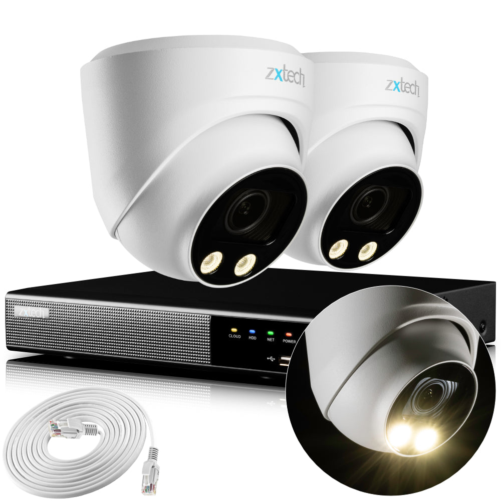 Zxtech 4K CCTV System - 2 x IP PoE Cameras Motorised Lens Face Detection Outdoor Sony Starvis | RX2C4Z