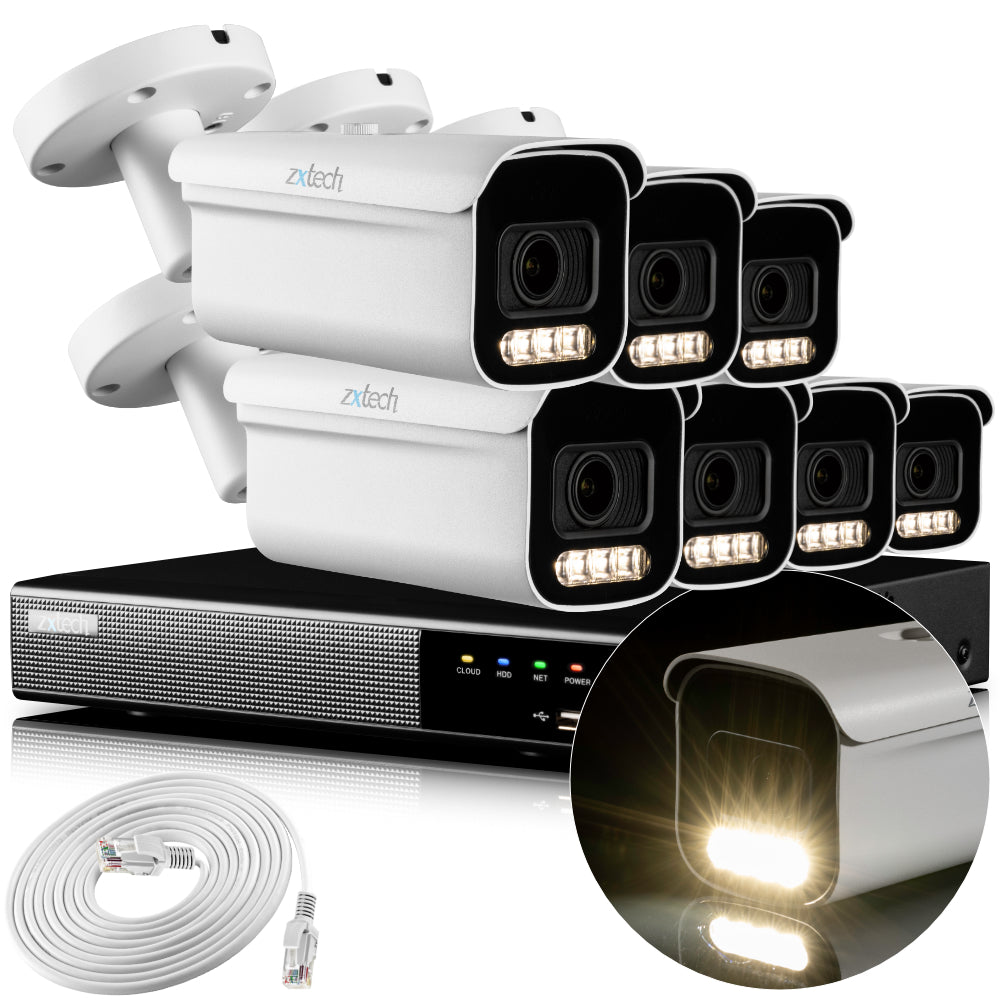Zxtech 4K CCTV System - 7 x IP PoE Cameras Motorised Lens Face Detection Outdoor Sony Starvis Enhanced Night Vision | RX7D9Y