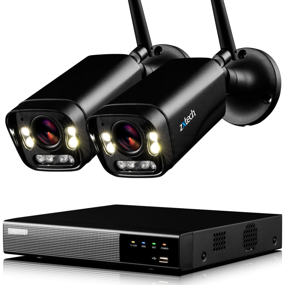 Zxtech 5MP/8MP/4K Wireless CCTV System - 2x WiFi Security Cameras Outdoor 2-Way-Audio Night Vision 9CH Sony Starvis | WF2D9Y