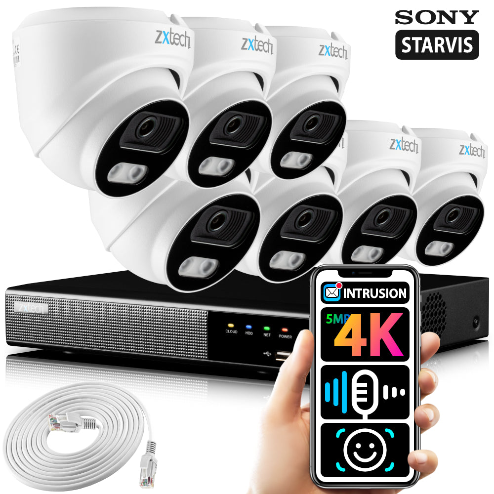 Zxtech 5MP 4K Ultra HD PoE Camera Outdoor Face Recognition Security System RX7A9Y