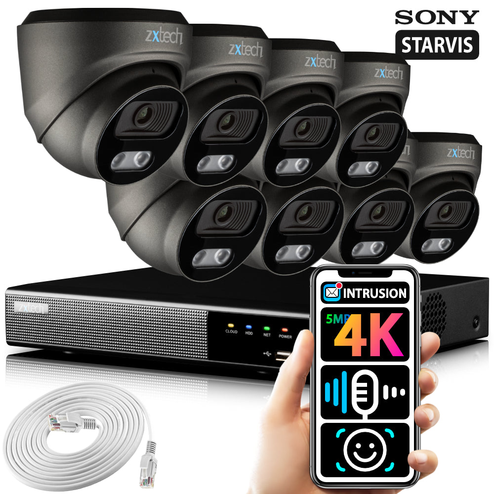 Zxtech 5MP 8MP UHD PoE Outdoor Cam Network Recorder Face Recognition CCTV System RX8E9Y